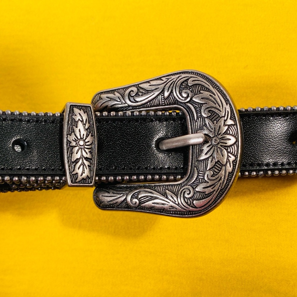 American Eagle Outfitters Black Belt with Ornate Silver Buckle
